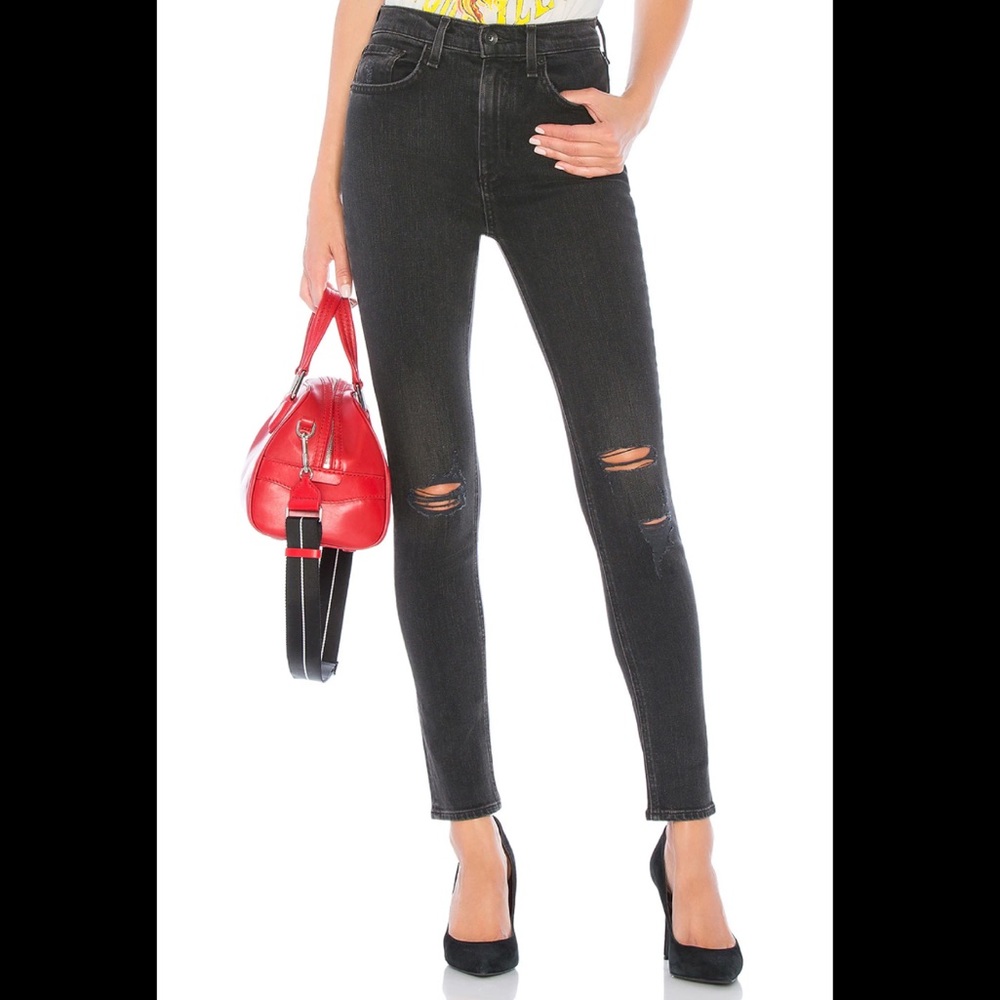 NWT Rag & Bone Black High Rise Ankle Skinny Jeans (Size 27)
